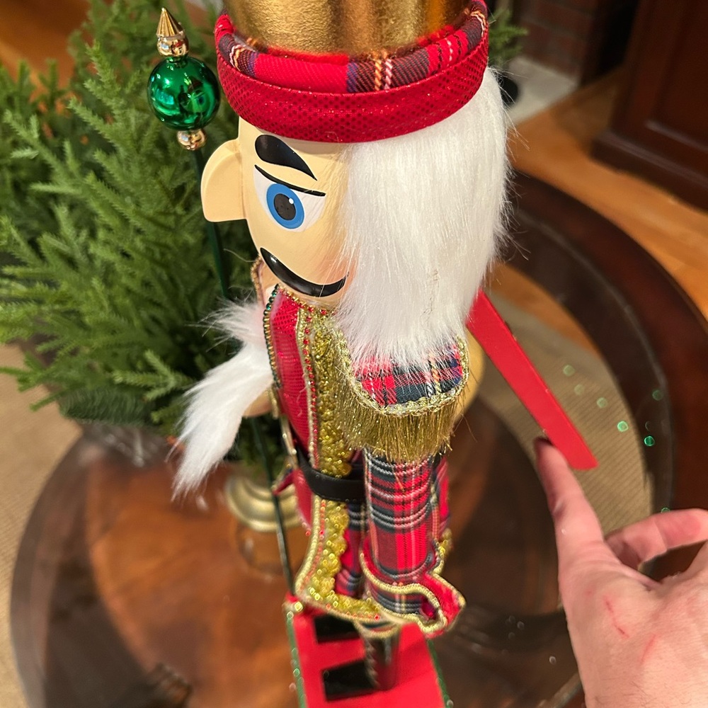 Neiman Marcus Red and Gold Nutcracker with Green Accents - Picture 6 of 14